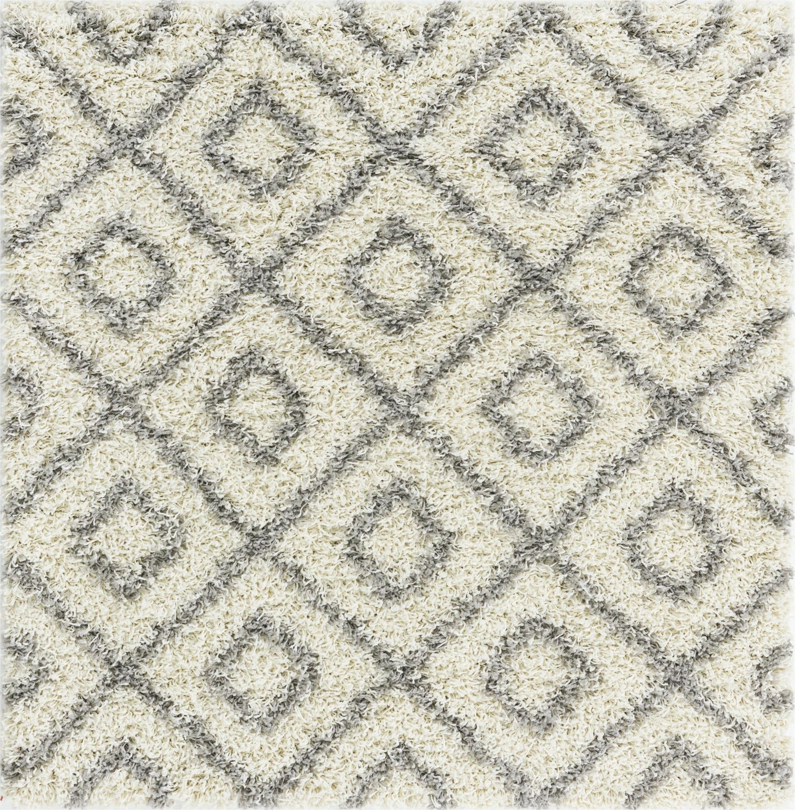 4' x 4' Brock · Diamond Shag Rug, ivory