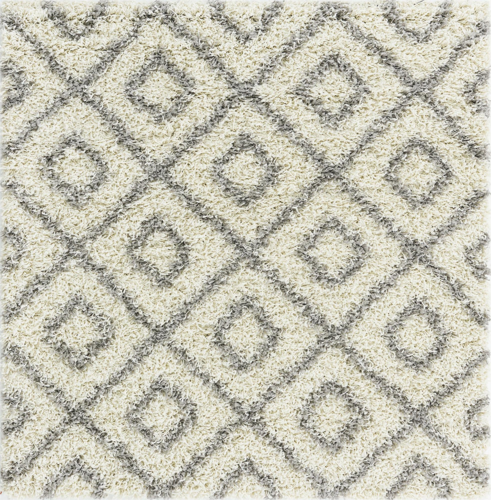 4' x 4' Brock · Diamond Shag Rug, ivory