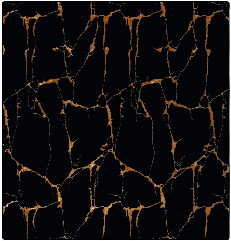 Ravenhill · Abstract rug, black and gold