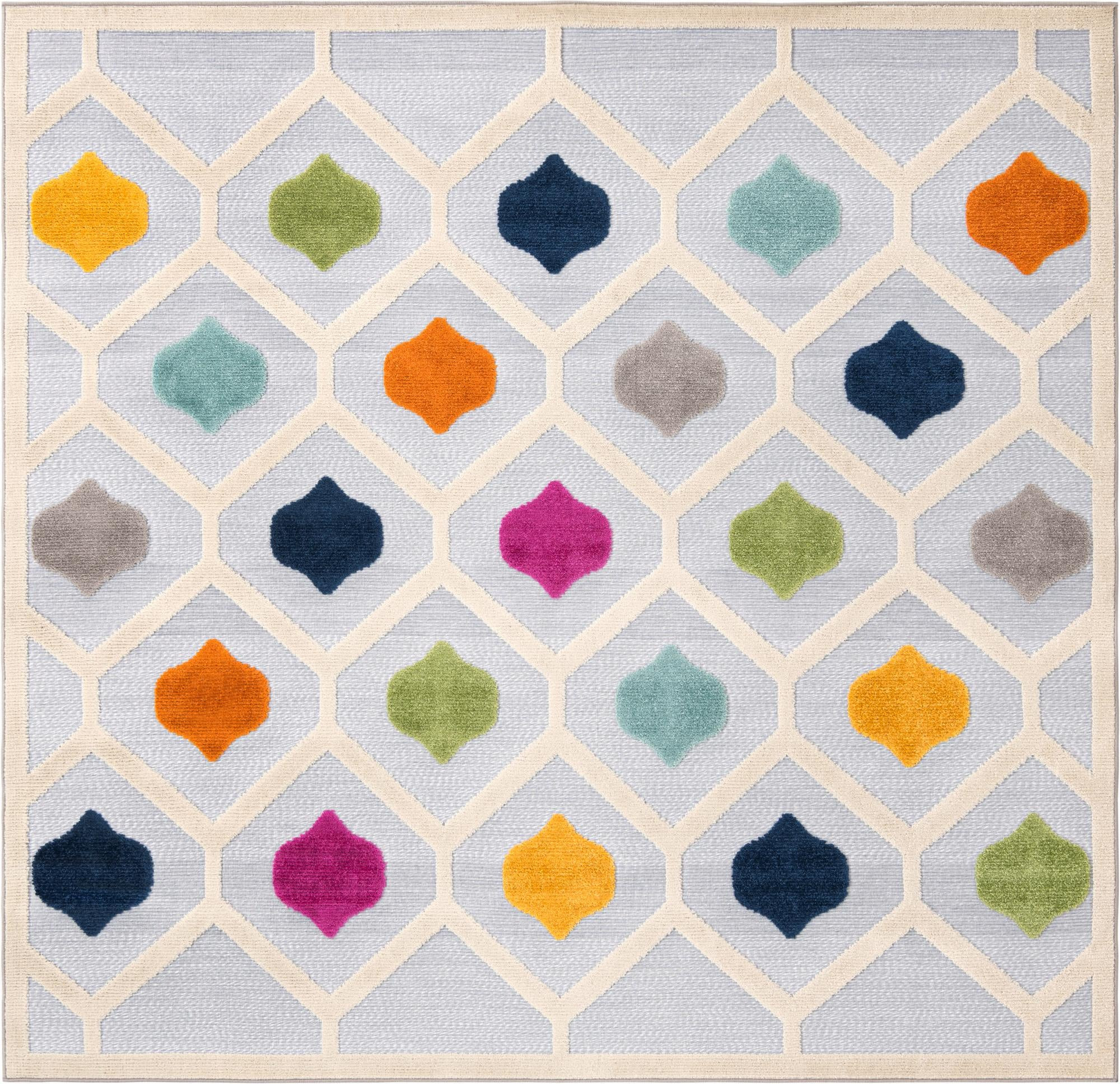 7' 10 x 7' 10 Raleigh · Diamond Outdoor Rug, gray