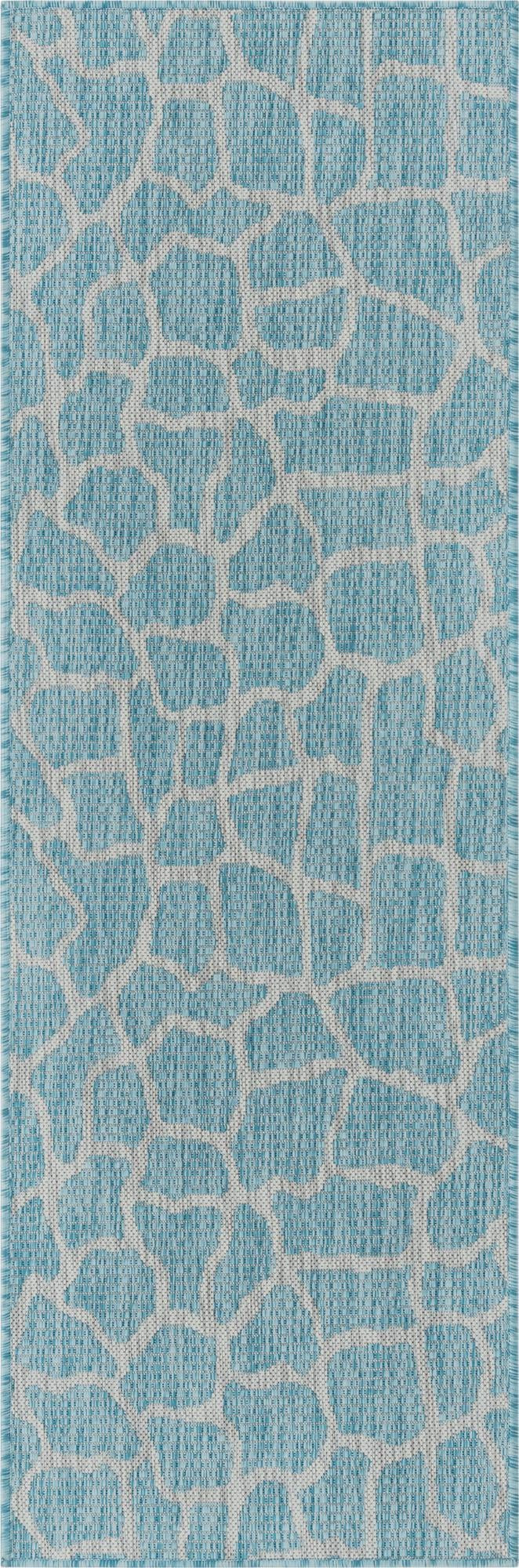 2' x 6' Stillwater · Animal print Outdoor Rug, aqua