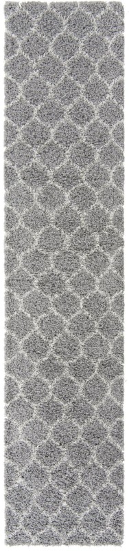 2' 7 x 12' Barnett · Lattice Shag Rug, gray and ivory