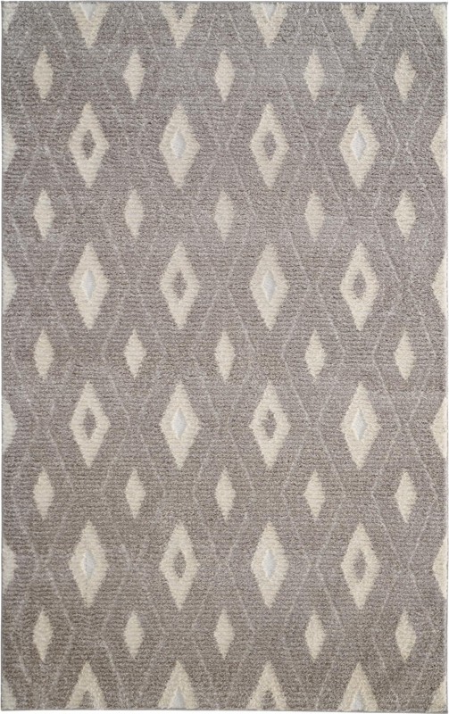 6' x 9' Gaines · Diamond lattice rug, gray and ivory