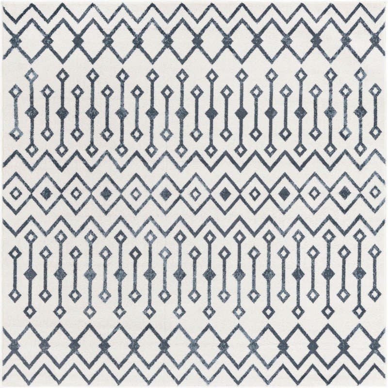 6' x 6' Eugene · Geometric rug, white and navy