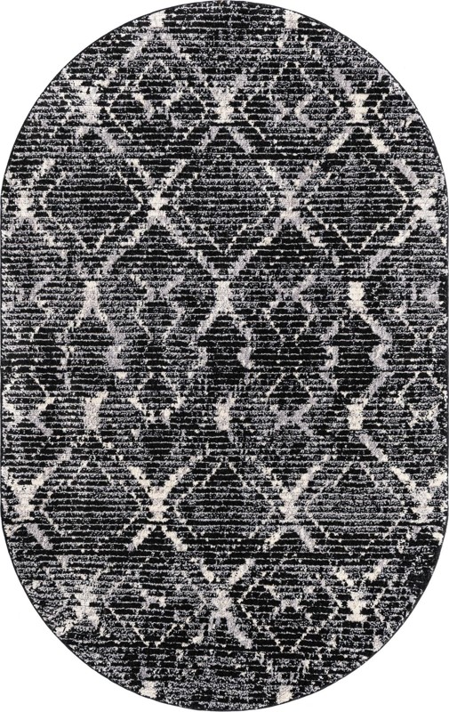 5' x 8' Tilden · Lattice rug, black and ivory