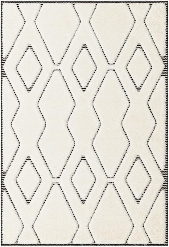 4' x 6' Armstead · Geometric trellis rug, ivory and black