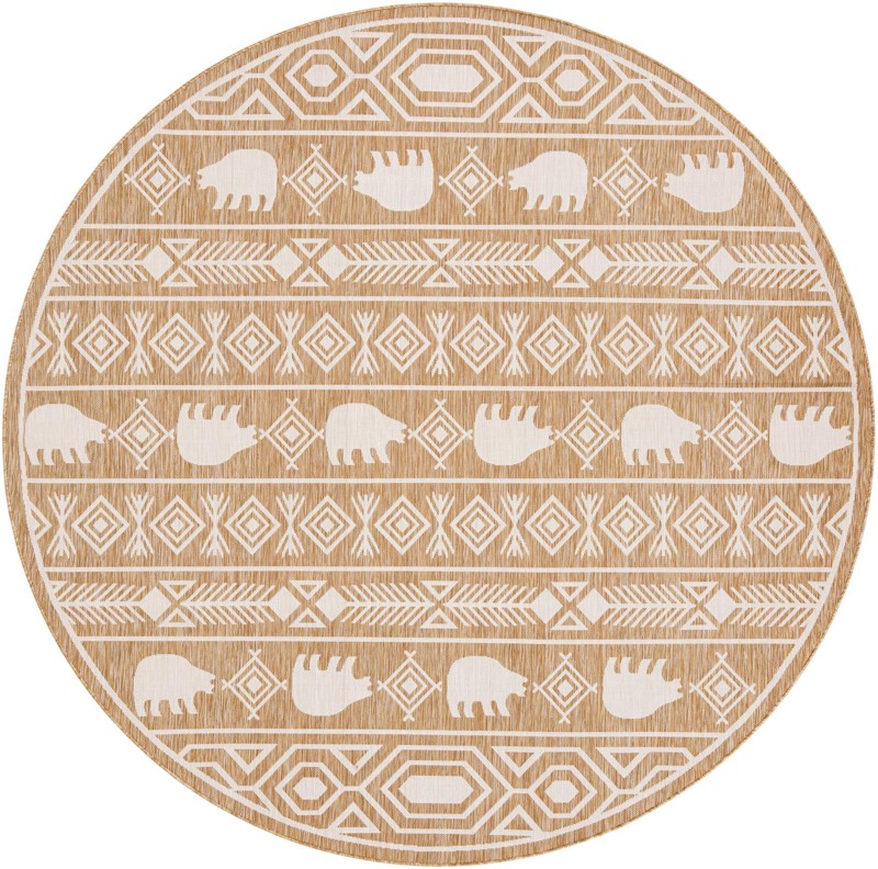 10' x 10' Ralston · Geometric bear Outdoor Rug, taupe and ivory