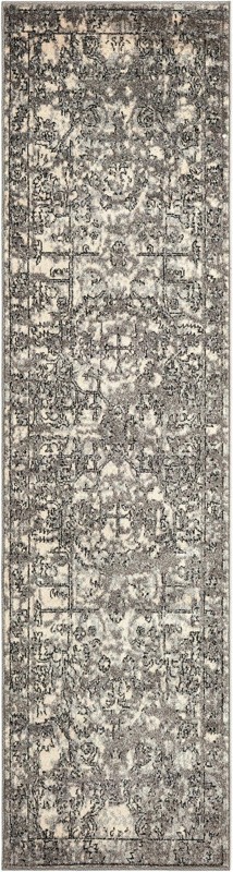 Winslow · Distressed medallion rug, gray and ivory