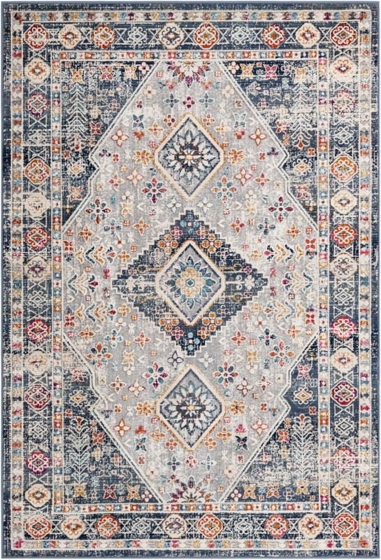 Eads · Diamond medallion rug, blue and gray