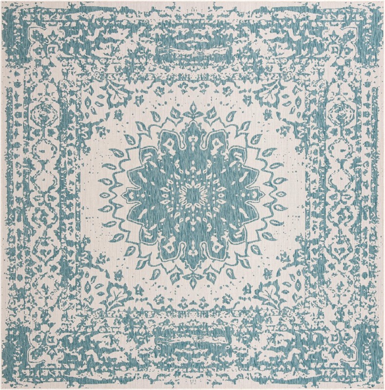 10' x 10' Royce · Border Outdoor Rug, aqua