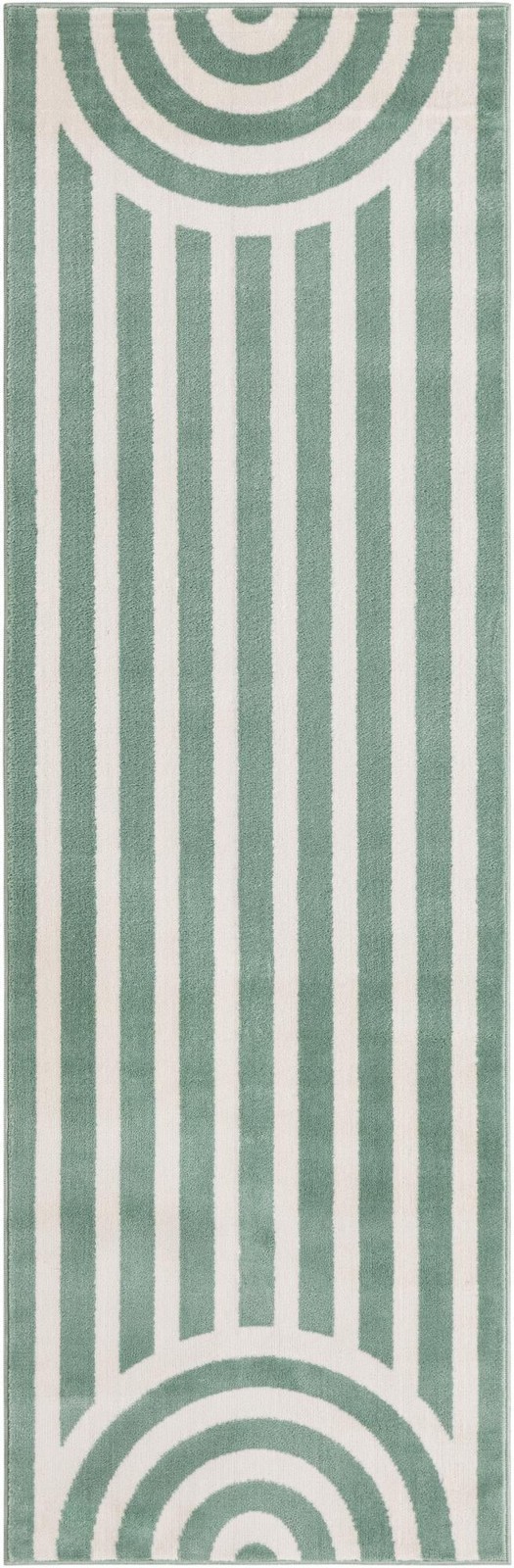 2' x 6' Nye · Geometric rug, soft green