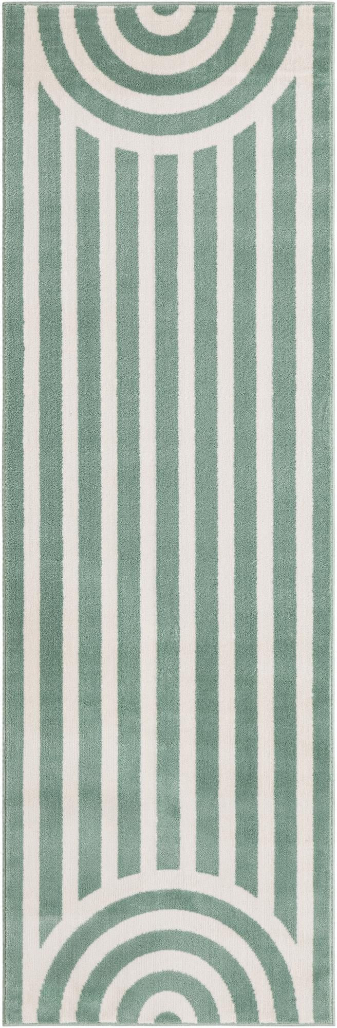 2' x 6' Nye · Geometric rug, soft green