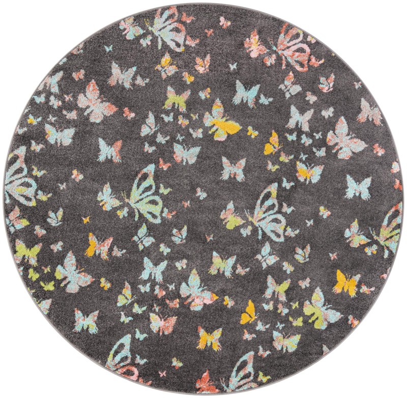 7' 10 x 7' 10 Radcliffe · Pictoral rug, charcoal gray