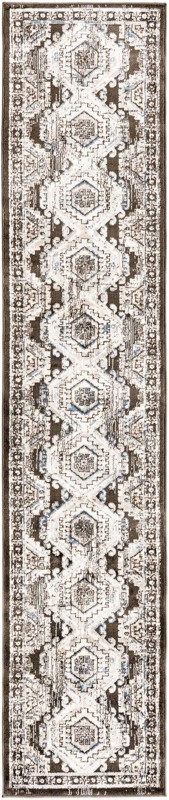 2' x 9' 10 Harmon · Border rug, gray