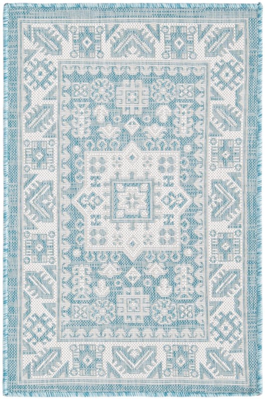 2' x 3' Bellamy · Border Outdoor Rug, aqua