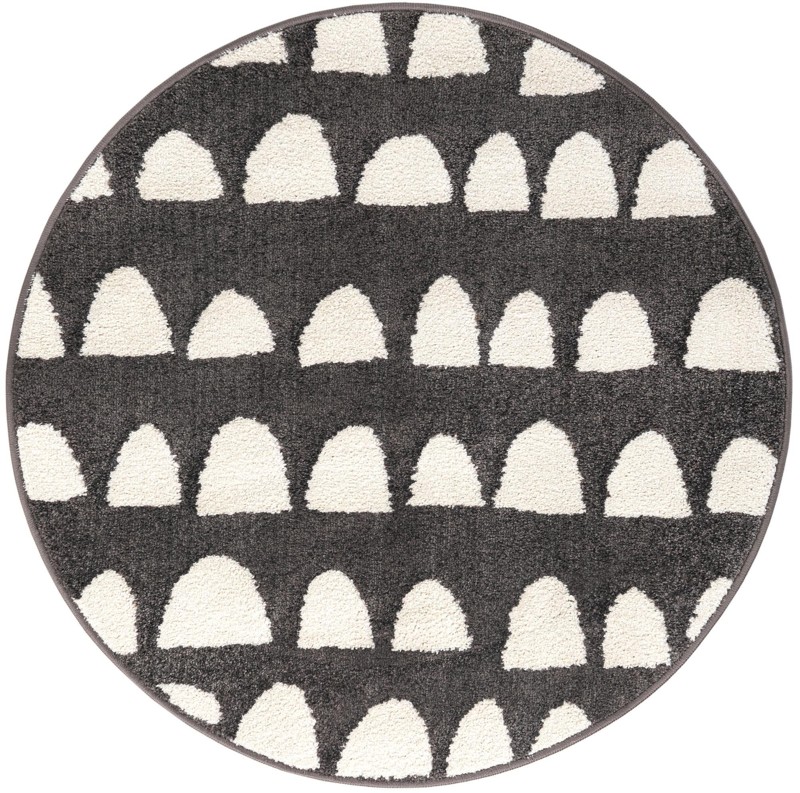 3' 3 x 3' 3 Halloran · Dotted arches rug, gray and ivory