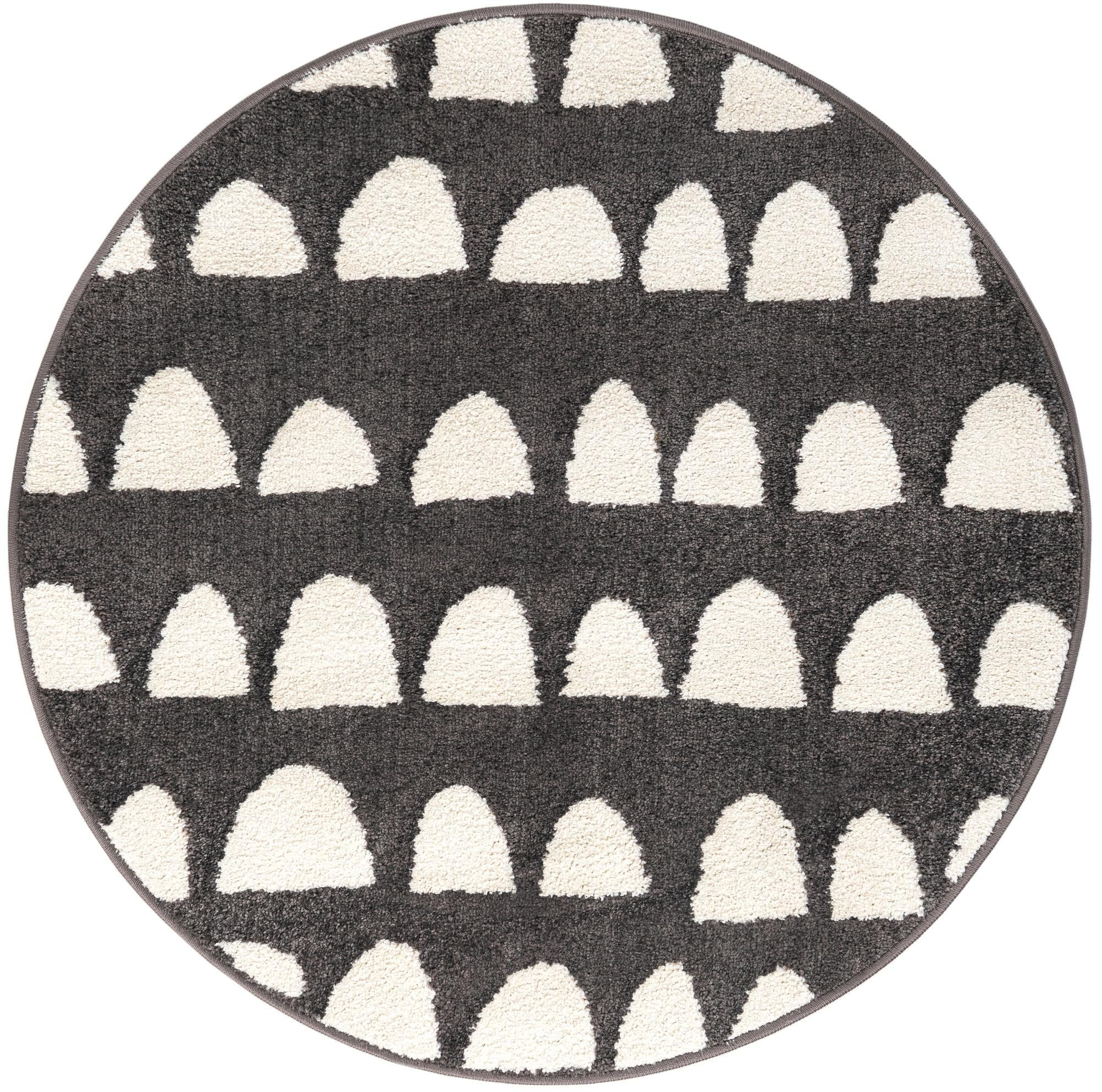 3' 3 x 3' 3 Halloran · Dotted arches rug, gray and ivory