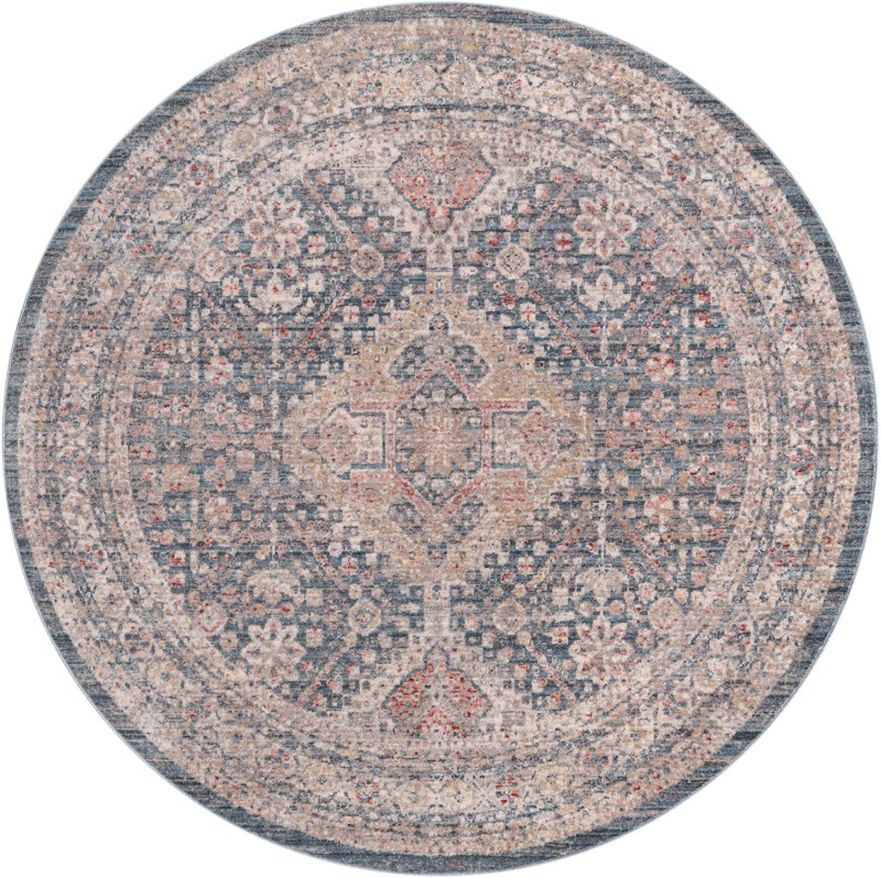 6' x 6' Harbin · Border rug, blue