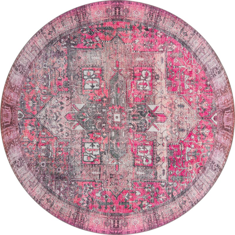 7' 6 x 7' 6 Clive · Border Washable Rug, pink