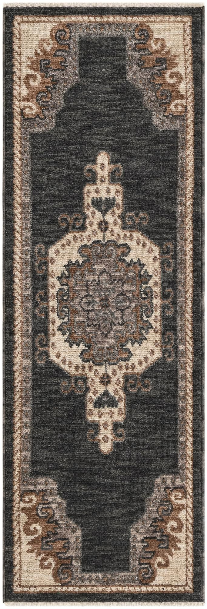 2' x 6' 3 Haskell · Medallion rug, blue and beige