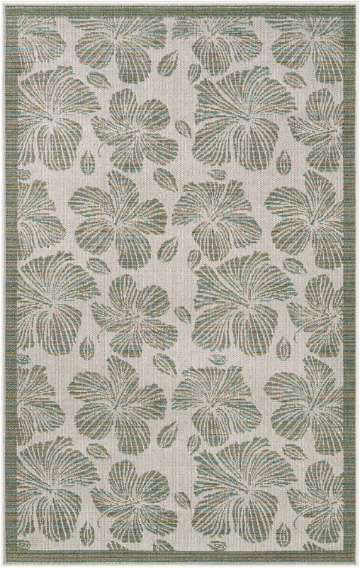 Cortland · Border Outdoor Rug, ivory and beige