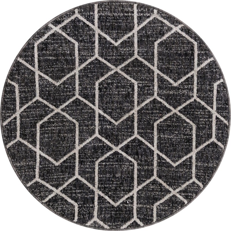 Glenwood · Geometric trellis rug, charcoal and ivory