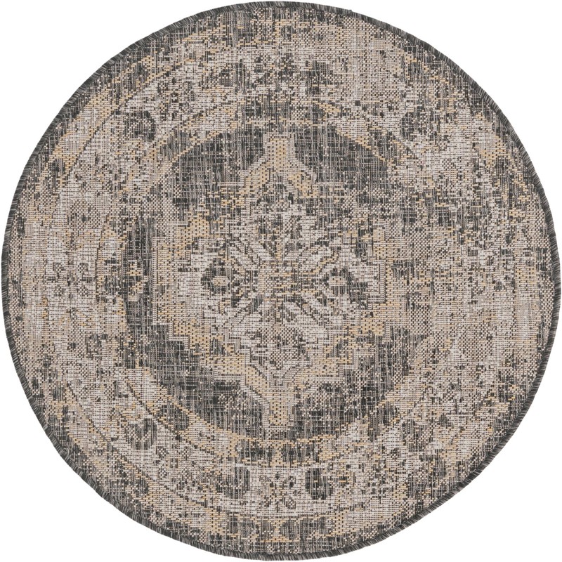 3' x 3' Wylie · Border Outdoor Rug, charcoal