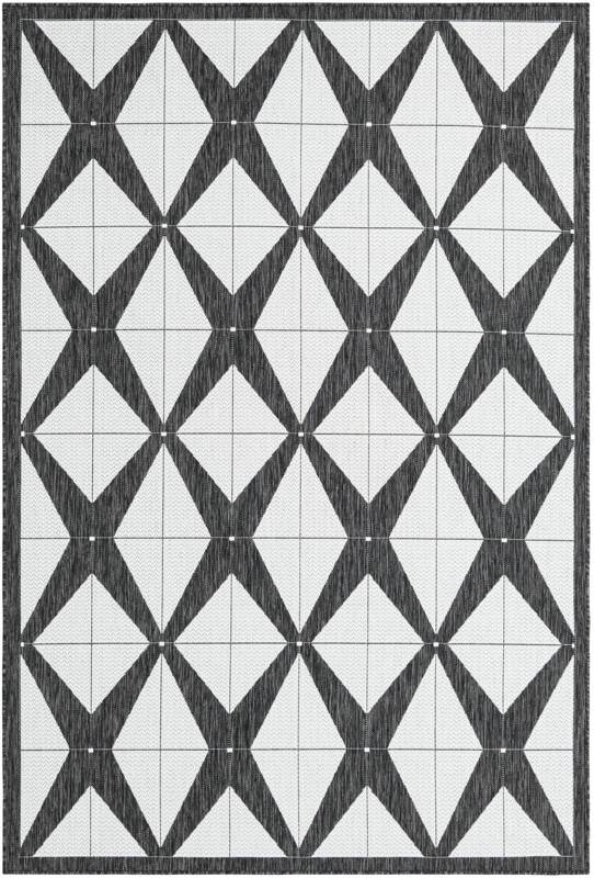 6' x 9' Whyte · Border Outdoor Rug, black and white