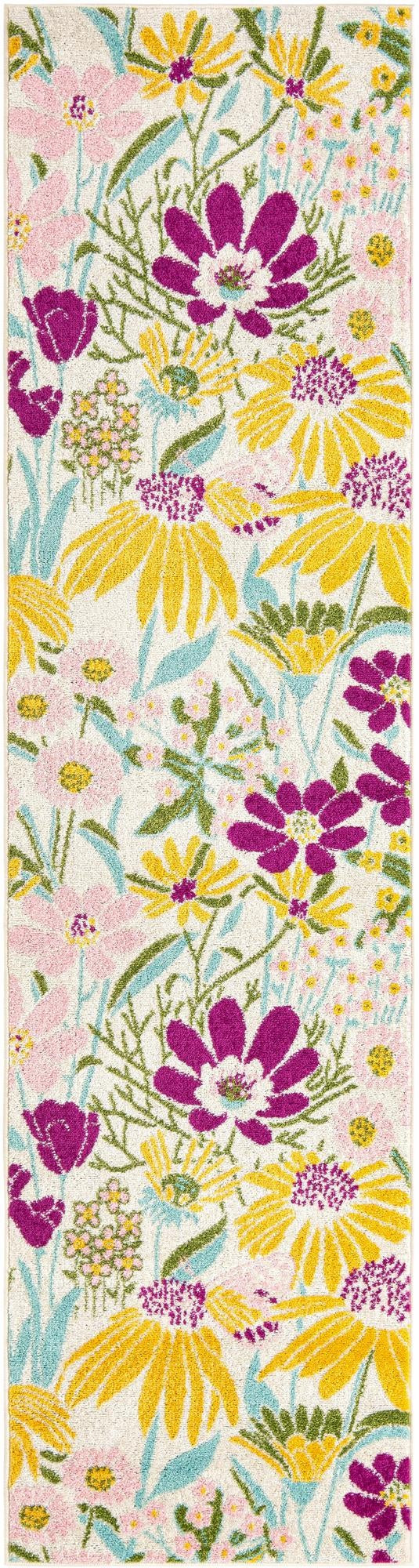 2' 7 x 10' Fennel · Floral / botanical rug, white