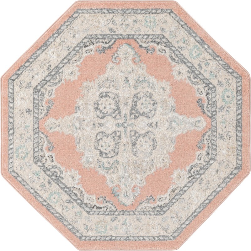 5' x 5' Selby · Border rug, rose