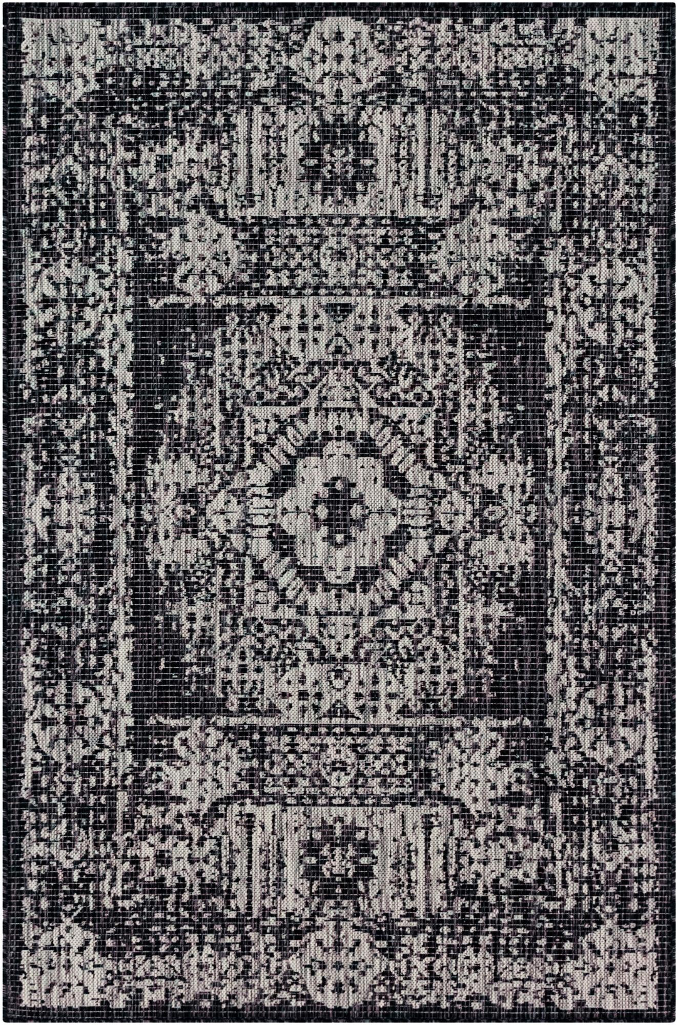 4' x 6' Hayden · Border Outdoor Rug, charcoal