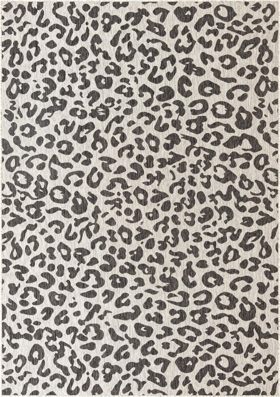 7' 10 x 11' Cardamom · Leopard print Outdoor Rug, gray and cream