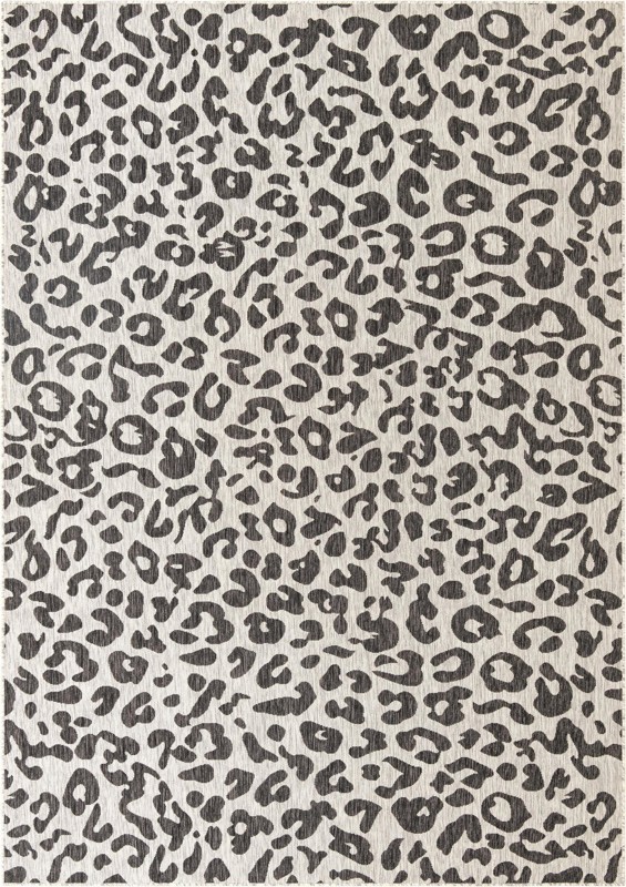 7' 10 x 11' Cardamom · Leopard print Outdoor Rug, gray and cream