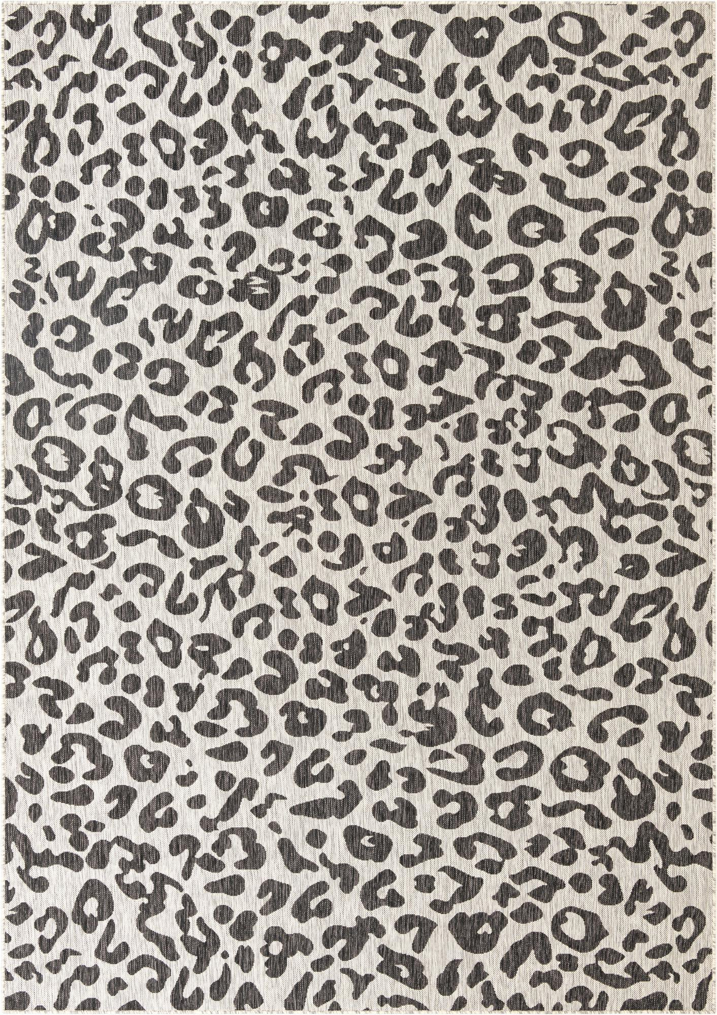 7' 10 x 11' Cardamom · Leopard print Outdoor Rug, gray and cream