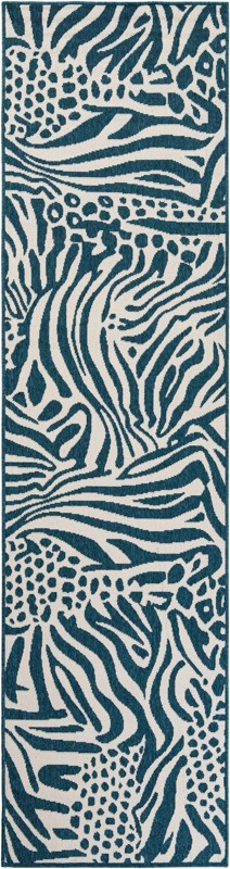 2' 7 x 10' Whittier · Animal print Outdoor Rug, navy blue and ivory