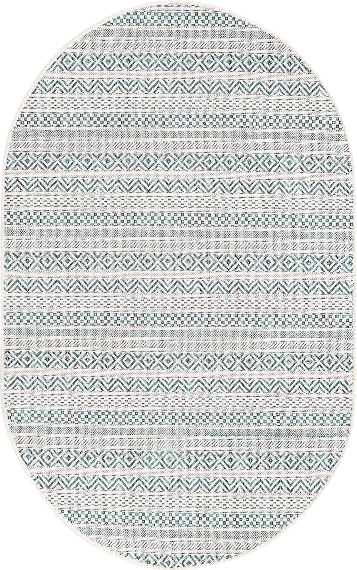 3' x 5' 3 Merlin · Geometric Outdoor Rug, teal