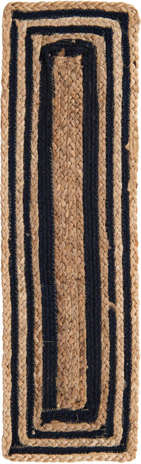 0' 9 x 2' 6 Healy · Striped Braided Jute Rug, navy