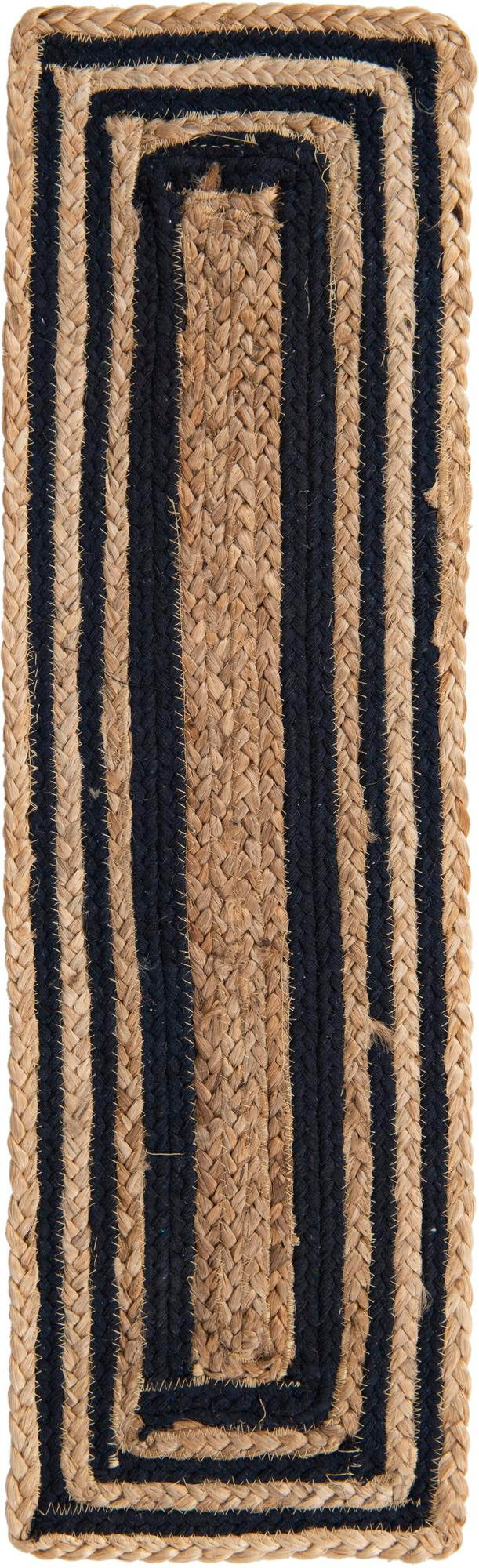 0' 9 x 2' 6 Healy · Striped Braided Jute Rug, navy