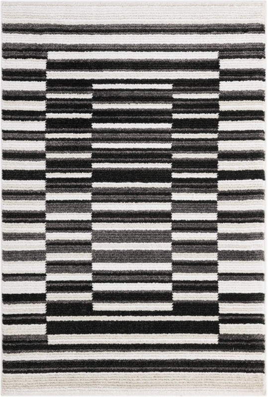 4' x 6' Brandt · Abstract rug, black and ivory