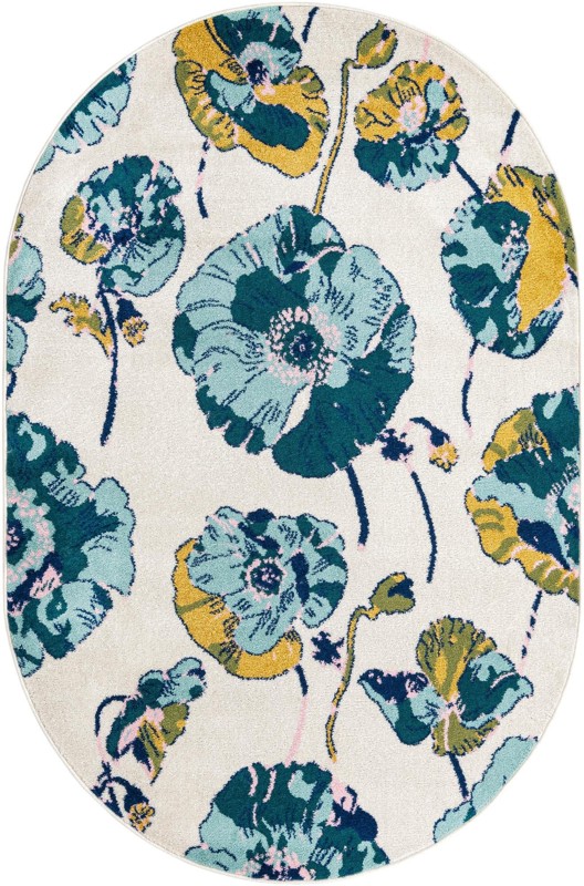 5' 3 x 7' 10 Hyland · Floral / botanical rug, white