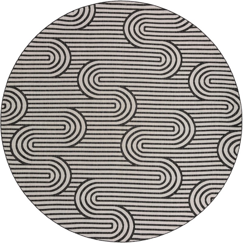12' x 12' Northam · Geometric linear Outdoor Rug, black and white