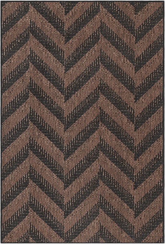 4' x 6' Fanshawe · Chevron Outdoor Rug, brown and black