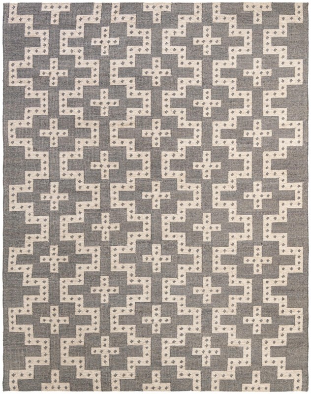 9' x 12' Earley · Geometric Wool Rug, gray and white