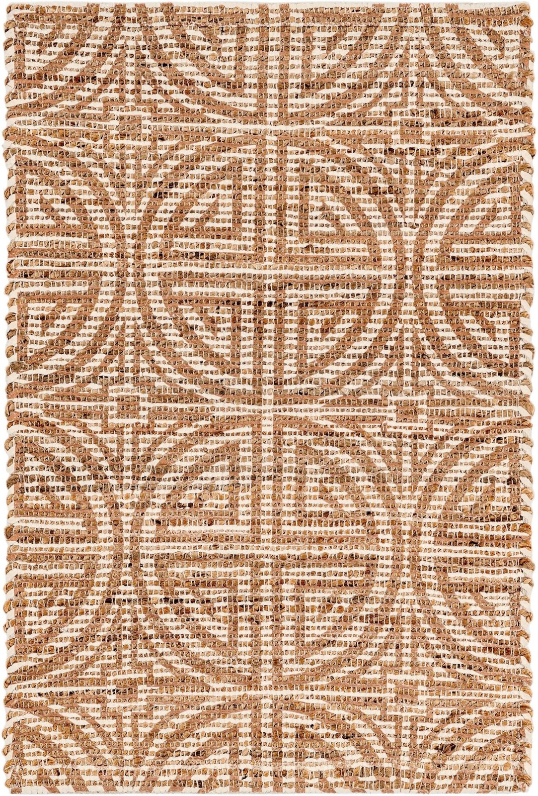 2' x 3' 1 Pasco · Geometric trellis rug, brown and ivory