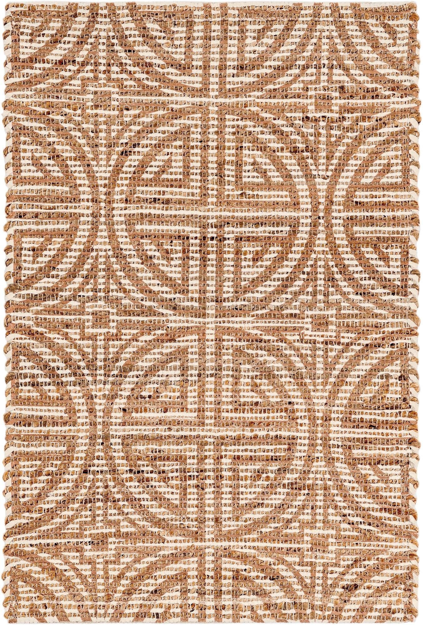 2' x 3' 1 Pasco · Geometric trellis rug, brown and ivory