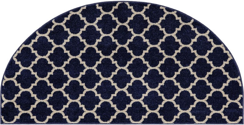 Arkwright · Geometric trellis rug, navy and ivory