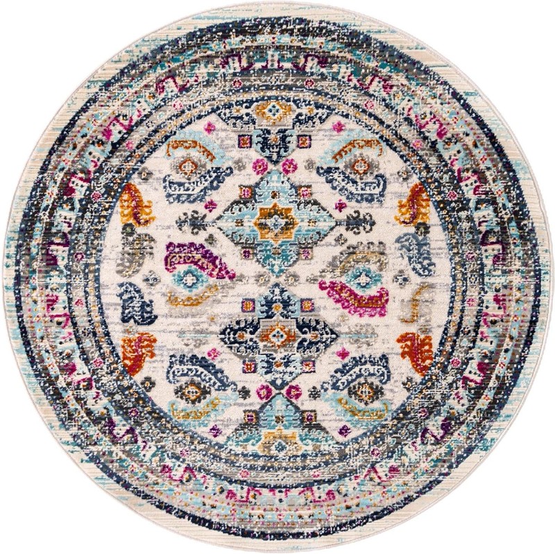 3' 7 x 3' 7 Thorpe · Border rug, multi