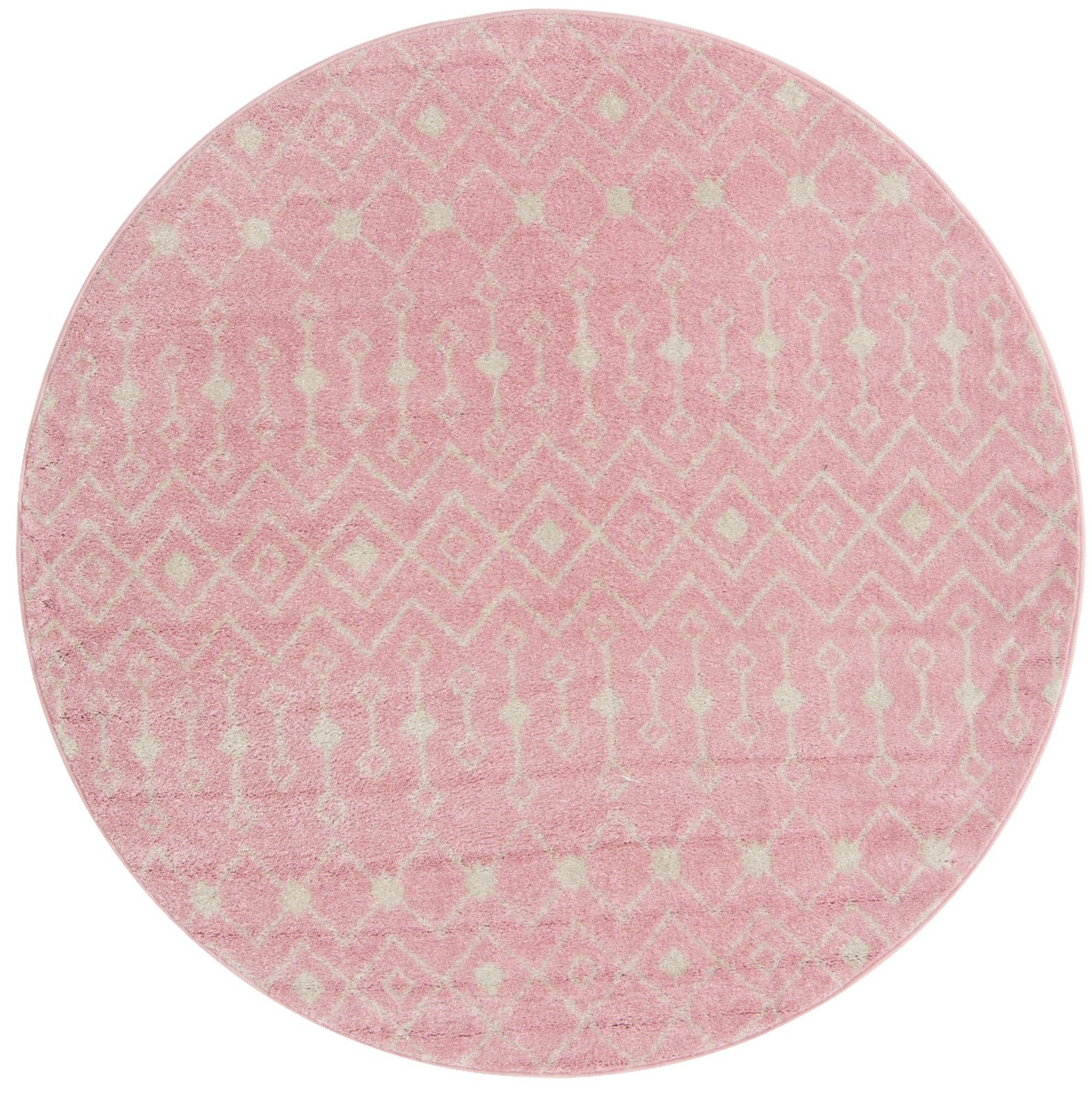 6' x 6' Boswell · Geometric trellis rug, pink and ivory