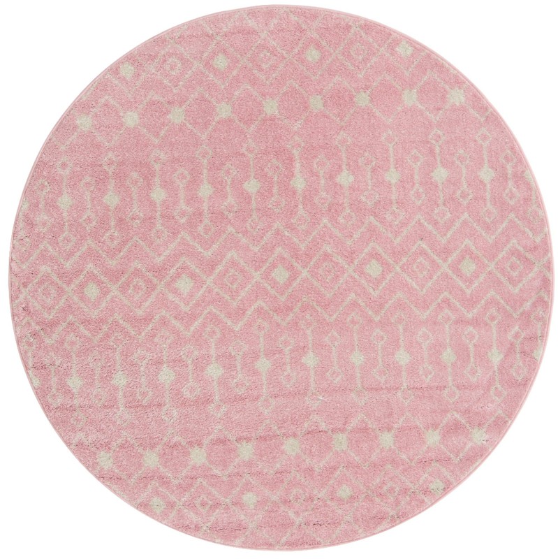 6' x 6' Boswell · Geometric trellis rug, pink and ivory