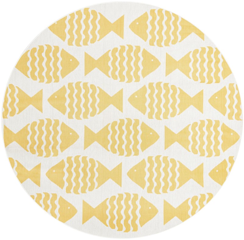 7' 10 x 7' 10 Beresford · Pictoral Outdoor Rug, yellow
